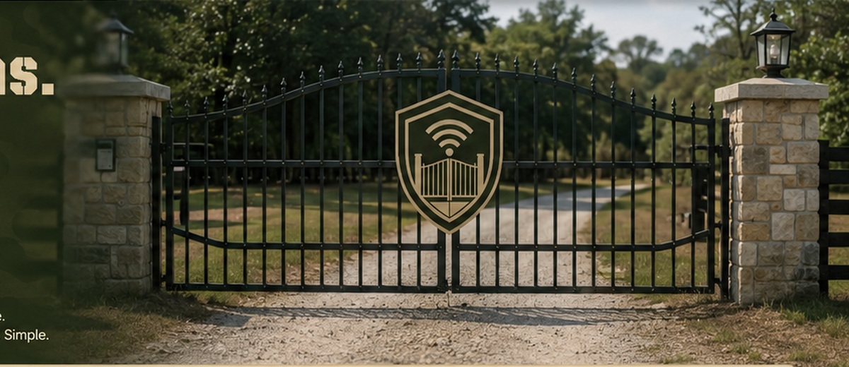 Gate-Ranger driveway gate with logo shield